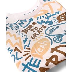 Pine Kids Cotton Knit Half Sleeves T-Shirt & Pyjama Co-ord Night Suit With Graffiti Print - White