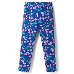Pine Kids Cotton Lycra Knit Leggings with Floral Print Pack of 2 - Navy Blue & Pink