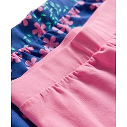 Pine Kids Cotton Lycra Knit Leggings with Floral Print Pack of 2 - Navy Blue & Pink