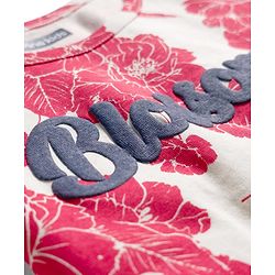Pine Kids Cotton Knit Half Sleeves Shorts Night Suit With Floral Print - White & Red