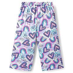 Pine Kids Cotton Knit Half Sleeves Capri Night Suit With Heart Print - Lavender