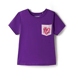 Pine Kids Cotton Knit Half Sleeves Capri Night suit With Floral Print - Lavender