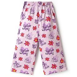 Pine Kids Cotton Knit Half Sleeves Capri Night suit With Floral Print - Lavender