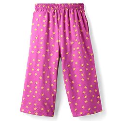 Pine Kids Cotton Knit Half Sleeves Capri Night Suit With Text Print - Lemon