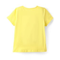 Pine Kids Cotton Knit Half Sleeves Capri Night Suit With Text Print - Lemon