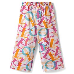 Pine Kids Cotton Knit Half Sleeves Co-ords Capri Night Suit With Text Print - Pink & White