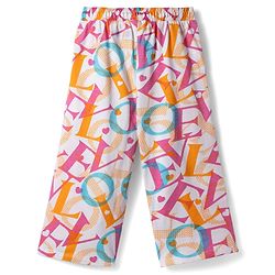 Pine Kids 100% Cotton Knit Half Sleeves Alphabet Printed T-Shirt & Capri Co-Ord Night Suit - White
