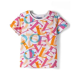 Pine Kids 100% Cotton Knit Half Sleeves Alphabet Printed T-Shirt & Capri Co-Ord Night Suit - White