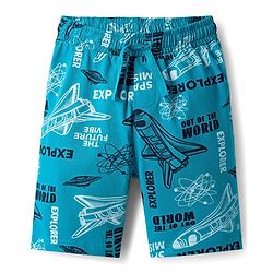 Pine Kids Cotton Knit Half Sleeves Shorts Night Suit with Space Theme Print - Limegreen