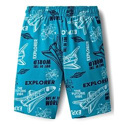 Pine Kids Cotton Knit Half Sleeves Shorts Night Suit with Space Theme Print - Limegreen