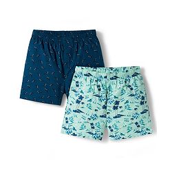 Pine Kids Cambric Woven Boxers With Tropical Theme Print Pack Of 2 - Colour May Vary