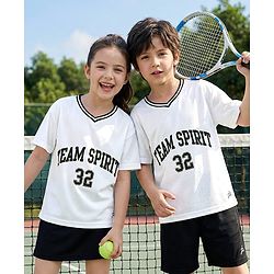 Pine Active Knit Half Sleeves Oversized T-Shirt With Text Print - White
