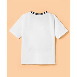 Pine Active Knit Half Sleeves Oversized T-Shirt With Text Print - White