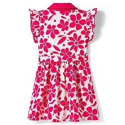 Pine Kids Woven Frill Sleeves Floral Printed Frock with Belt - Dark PInk