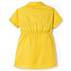 Pine Kids Cotton Woven Half Sleeves Solid Shirt Style Frock - Yellow