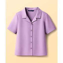 Pine Kids Cotton Woven Half Sleeves Solid Colour Shirt Style Top With T-Shirt - Lavender