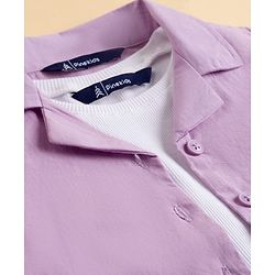 Pine Kids Cotton Woven Half Sleeves Solid Colour Shirt Style Top With T-Shirt - Lavender