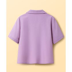 Pine Kids Cotton Woven Half Sleeves Solid Colour Shirt Style Top With T-Shirt - Lavender