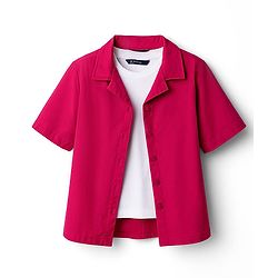 Pine Kids Cotton Woven Half Sleeves Solid Colour Top Style Shirt With T-Shirt - Fuschia