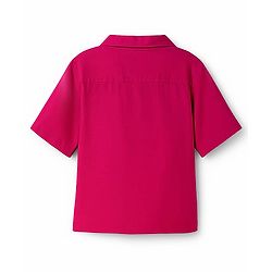Pine Kids Cotton Woven Half Sleeves Solid Colour Top Style Shirt With T-Shirt - Fuschia