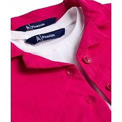 Pine Kids Cotton Woven Half Sleeves Solid Colour Top Style Shirt With T-Shirt - Fuschia