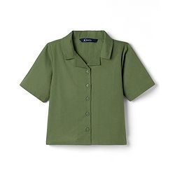 Pine Kids Cotton Woven Half Sleeves Solid Color Top & Inner Tee - Olive Green