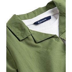 Pine Kids Cotton Woven Half Sleeves Solid Color Top & Inner Tee - Olive Green