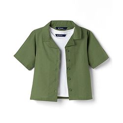 Pine Kids Cotton Woven Half Sleeves Solid Color Top & Inner Tee - Olive Green