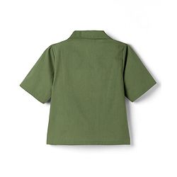Pine Kids Cotton Woven Half Sleeves Solid Color Top & Inner Tee - Olive Green