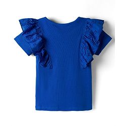 Pine Kids Cotton Lycra Knit Half Sleeves Top With Text Print - Royal Blue