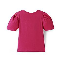 Pine Kids Cotton Lycra Knit Half Sleeves Top with Pearl Detailing - Dark Red