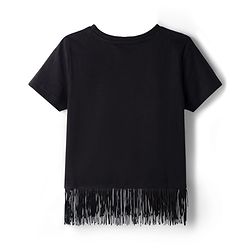 Pine Kids Cotton Knit Half Sleeves Top with Sequin Detailing - Black