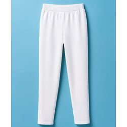 Pine Kids Cotton Lycra Knit Full Length Solid Leggings Pack of 2 - Black & White