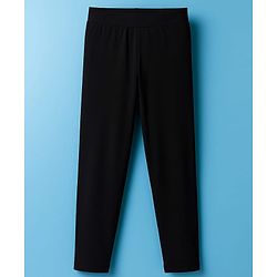 Pine Kids Cotton Lycra Knit Full Length Solid Leggings Pack of 2 - Black & White
