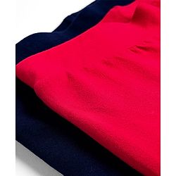 Pine Kids Cotton Lycra Knit Full Length Solid Leggings Pack of 2 - Navy Blue & Red
