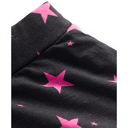 Pine Kids Cotton Lycra Knit Full Length Leggings With Star Print - Black