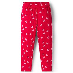 Pine Kids Cotton Lycra Knit Full Length Leggings With Butterfly Print - Red