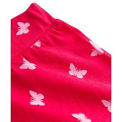 Pine Kids Cotton Lycra Knit Full Length Leggings With Butterfly Print - Red