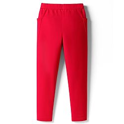 Pine Kids Cotton Lycra Knit Full Length Leggings With Eiffel Tower Print - Red