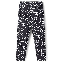 Pine Kids Cotton Lycra Knit Full Length Printed Leggings - Black