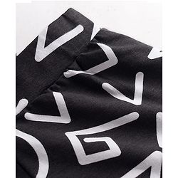 Pine Kids Cotton Lycra Knit Full Length Printed Leggings - Black