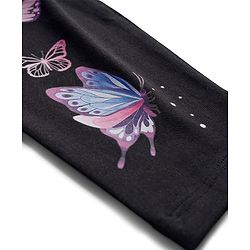Pine Kids Cotton Lycra Knit Full Length Leggings With Butterfly Print - Black