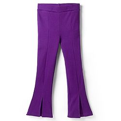 Pine Kids Cotton Lycra Knit Full Length Solid Leggings - Purple