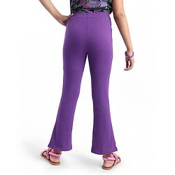 Pine Kids Cotton Lycra Knit Full Length Solid Leggings - Purple