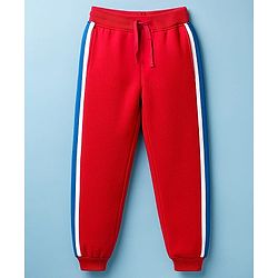 Pine Kids Marvel Terry Knit Drop Shoulder Full Sleeves Cut & Sew Oversized Sweatshirt & Track Pant Set with Captain America Graphic - Red & White