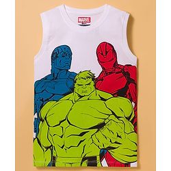 Pine Kids Marvel Single Jersey Knit Sleeveless Vest with Avengers Graphic Pack of 3- Red Blue & White