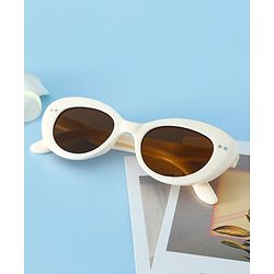 Pine Kids Solid Round Frame Sunglasses - White