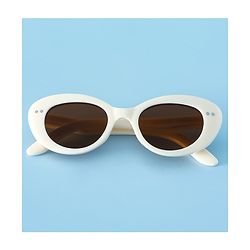 Pine Kids Solid Round Frame Sunglasses - White