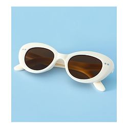 Pine Kids Solid Round Frame Sunglasses - White