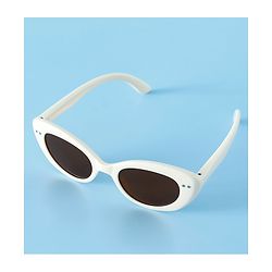 Pine Kids Solid Round Frame Sunglasses - White